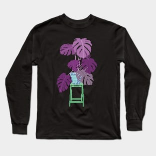 Monstera Plant Pixel art Long Sleeve T-Shirt